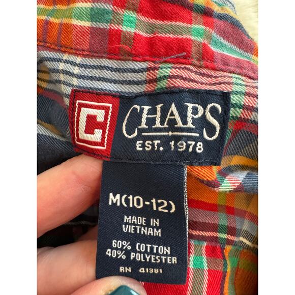 CHAPS Boys Multicolored Plaid Button Up Shirt Size Medium 10-12 SOFT - Picture 7 of 7